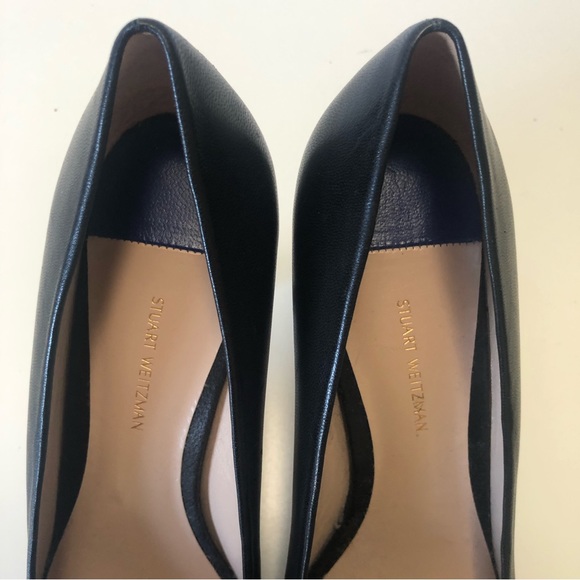 Stuart Weitzman Black Gamma 70 Two Tone Leather Point Toe Heel Pump Size 8.5 - Picture 4 of 11